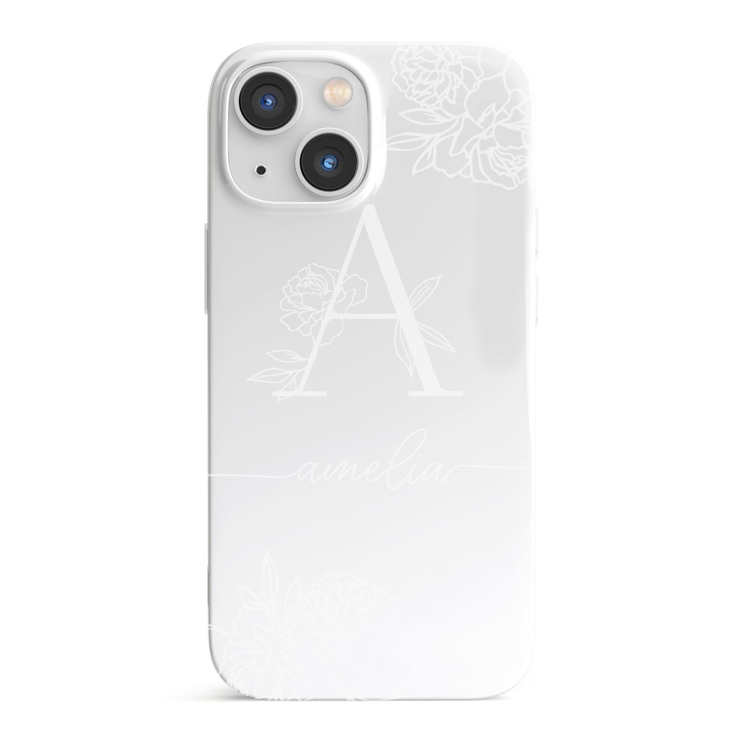 Personalised Floral Initial with Name iPhone 13 Mini Full Wrap 3D Snap Case