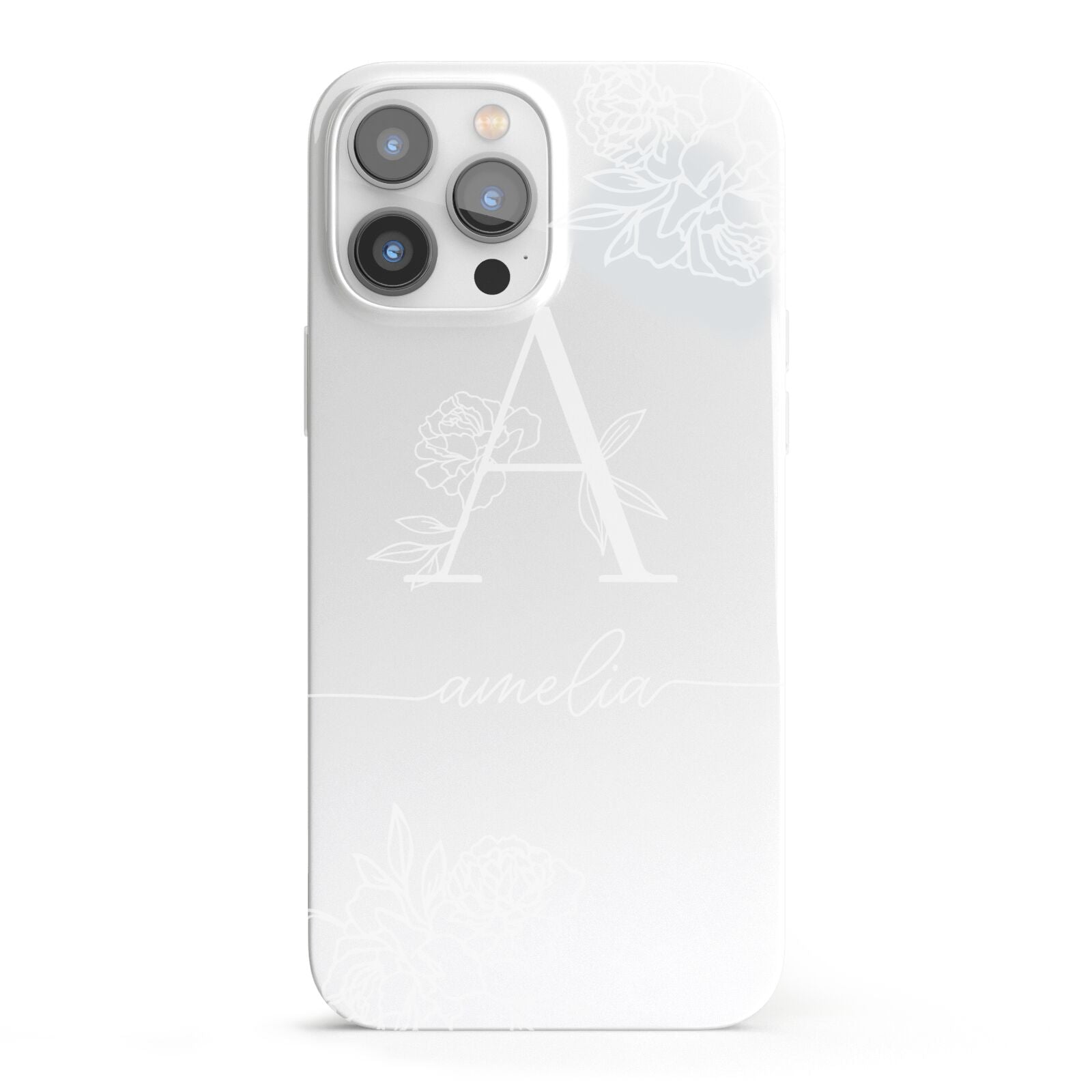 Personalised Floral Initial with Name iPhone 13 Pro Max Full Wrap 3D Snap Case