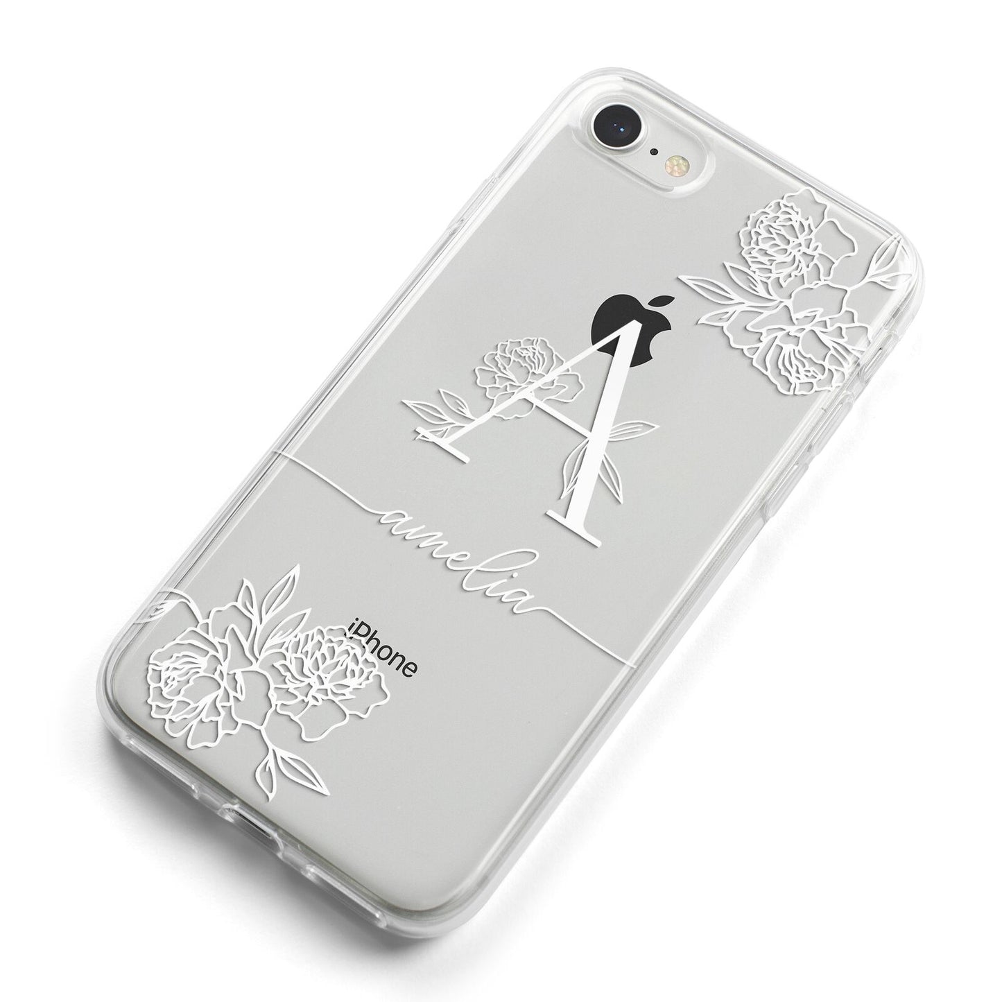 Personalised Floral Initial with Name iPhone 8 Bumper Case on Silver iPhone Alternative Image