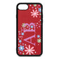 Personalised Floral Initials Red Pebble Leather iPhone 8 Case
