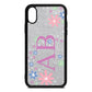 Personalised Floral Initials Silver Pebble Leather iPhone Xs Case