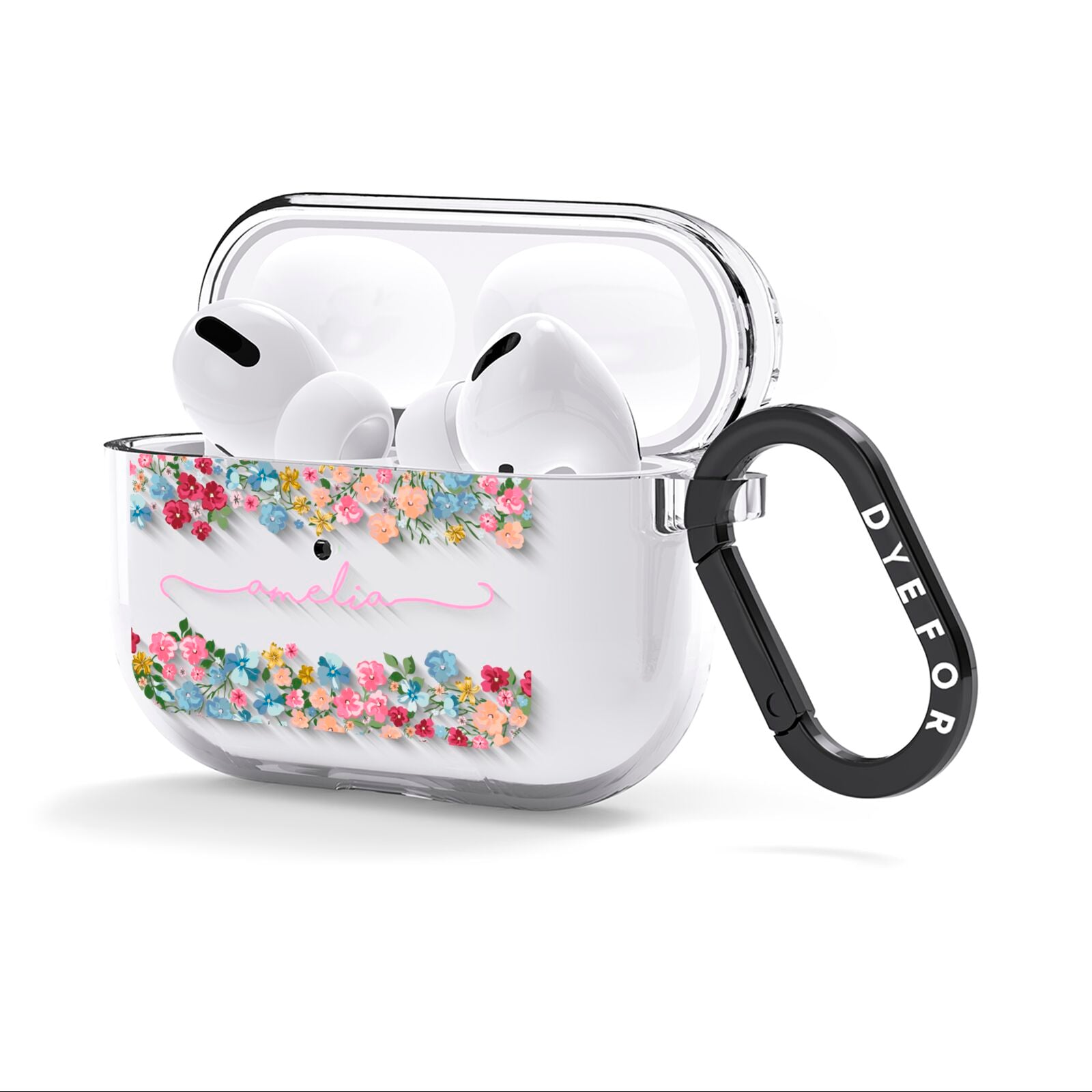 Personalised Floral Meadow AirPods Clear Case 3rd Gen Side Image