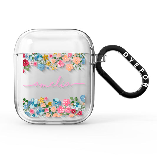 Personalised Floral Meadow AirPods Clear Case