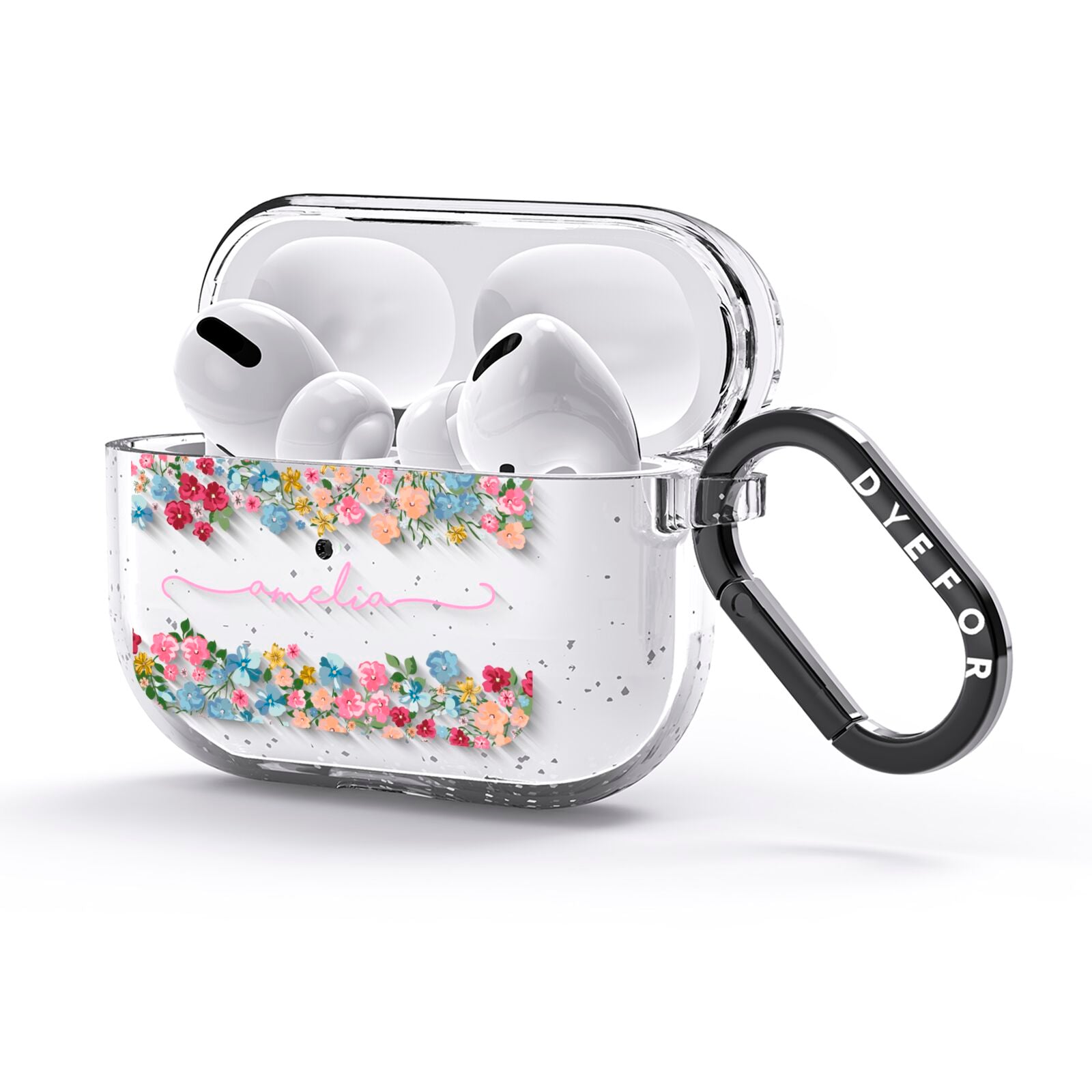Personalised Floral Meadow AirPods Glitter Case 3rd Gen Side Image