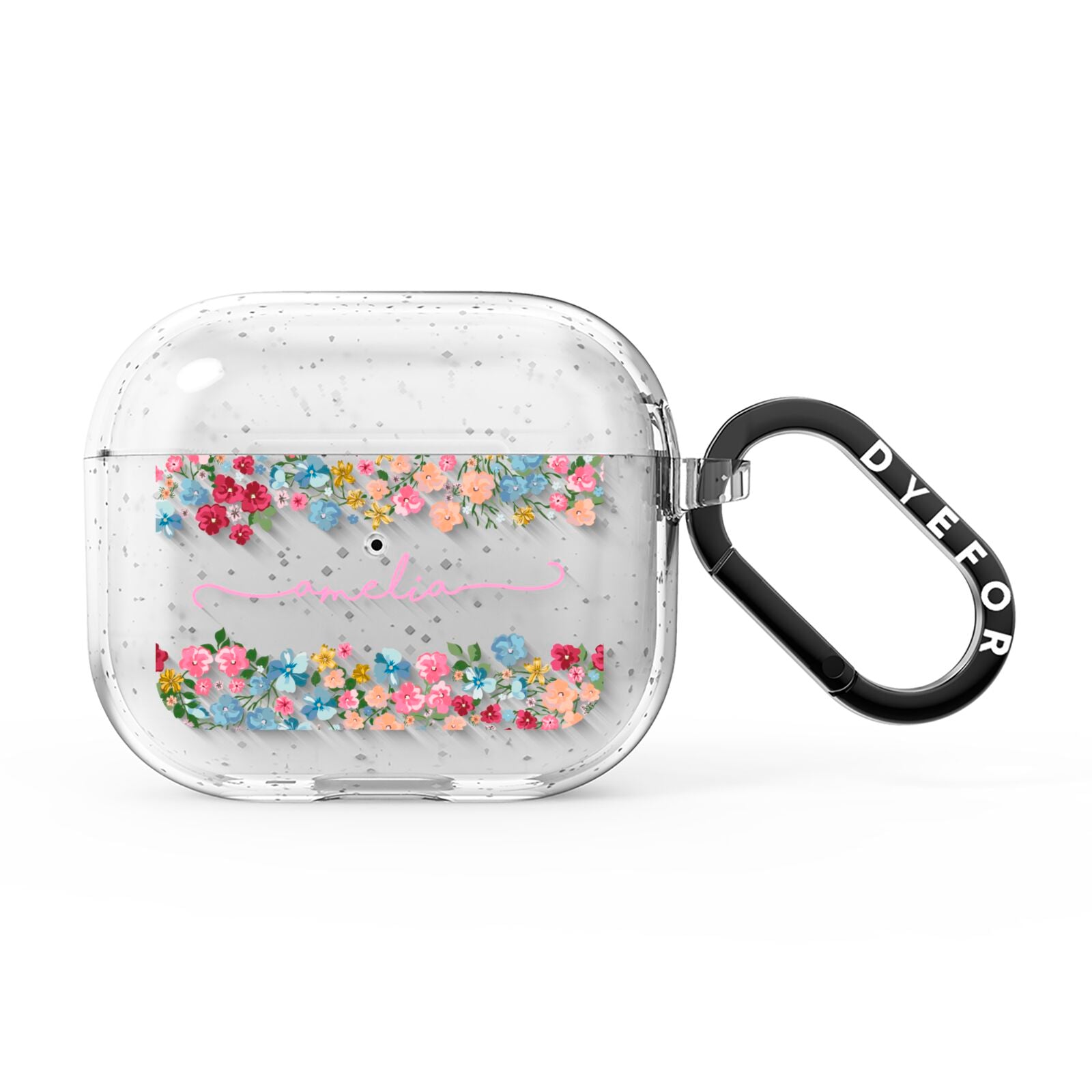Personalised Floral Meadow AirPods Glitter Case 3rd Gen
