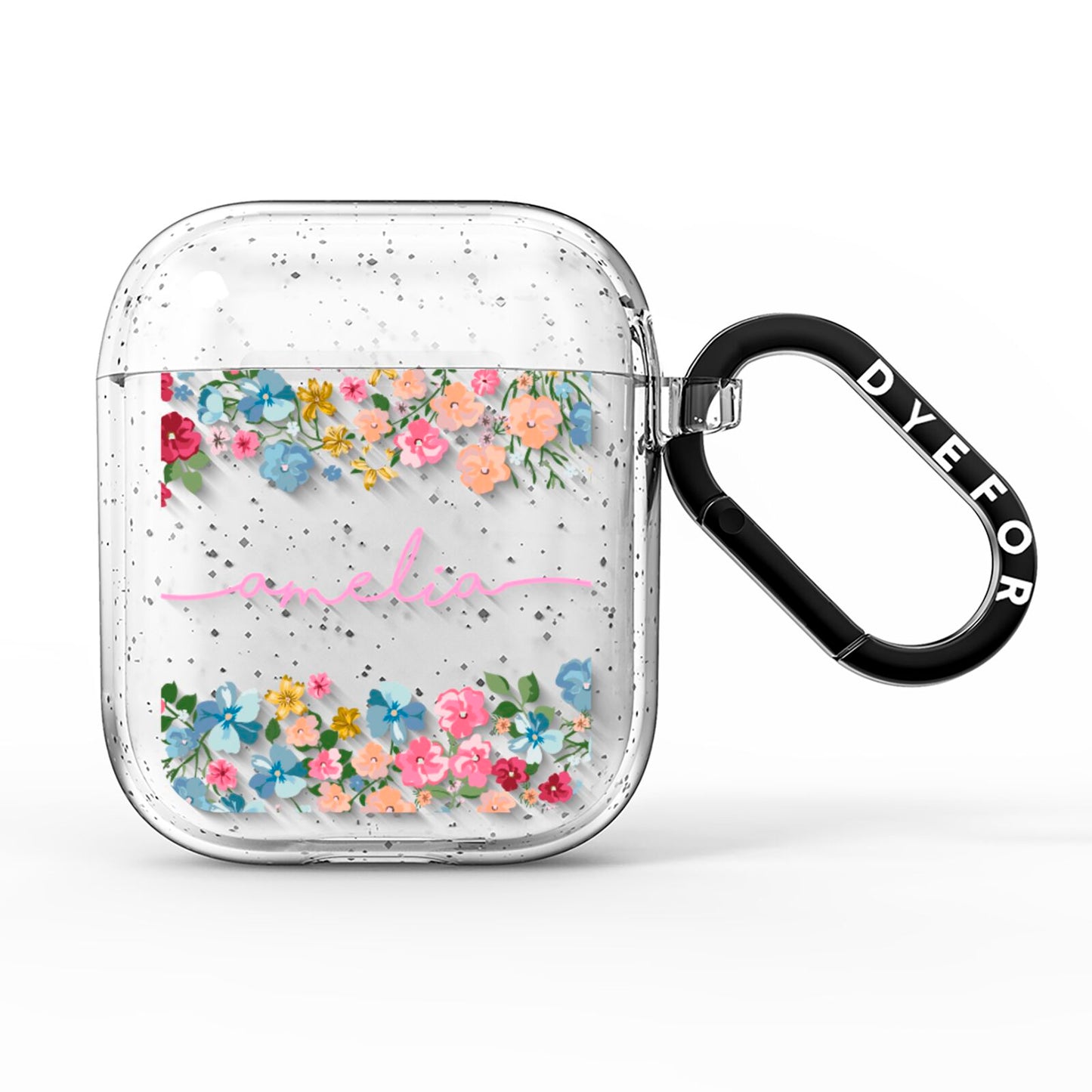 Personalised Floral Meadow AirPods Glitter Case