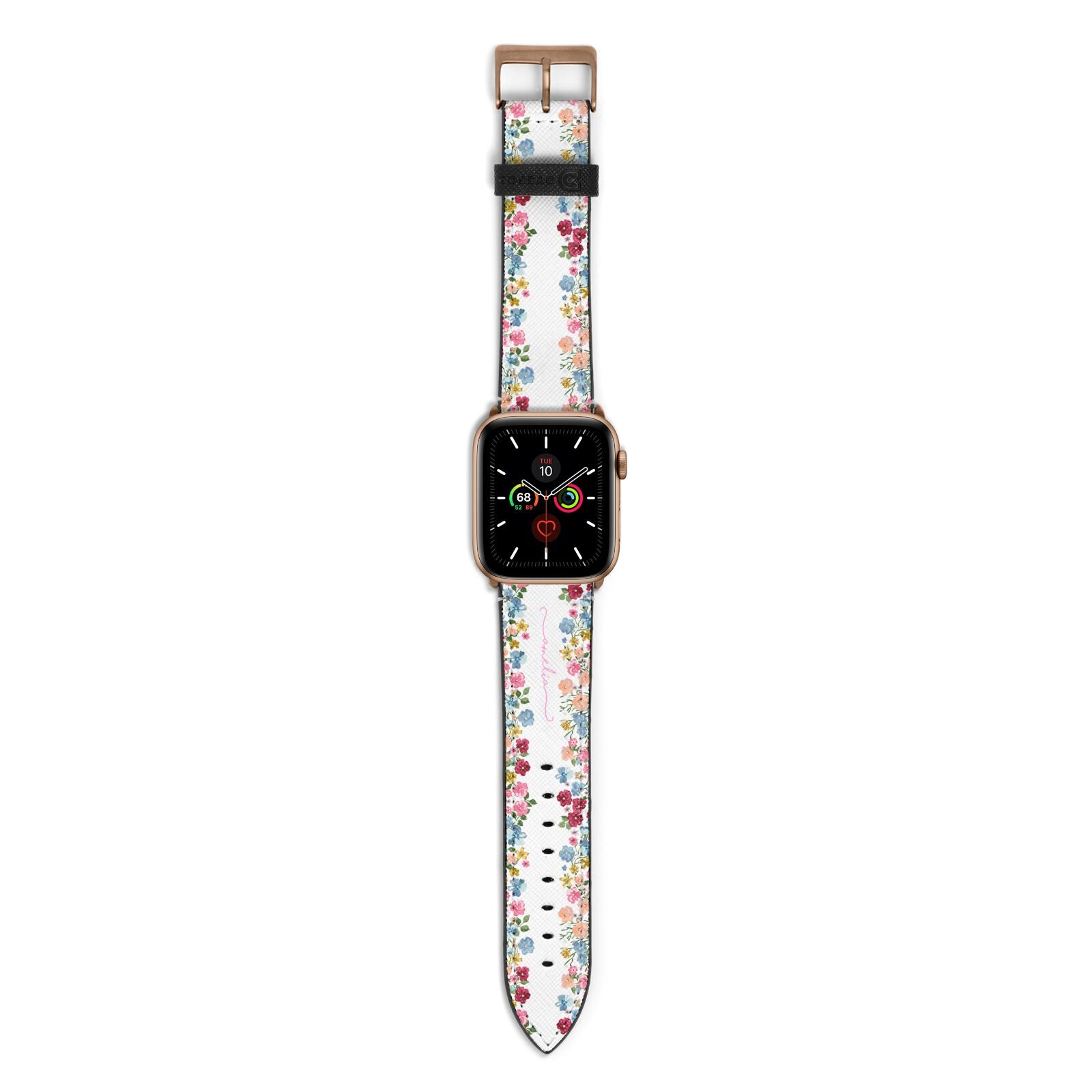 Personalised Floral Meadow Apple Watch Strap with Gold Hardware