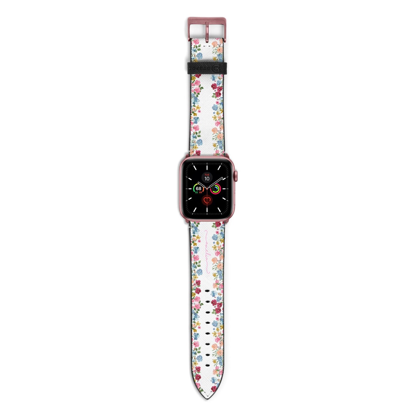Personalised Floral Meadow Apple Watch Strap with Rose Gold Hardware