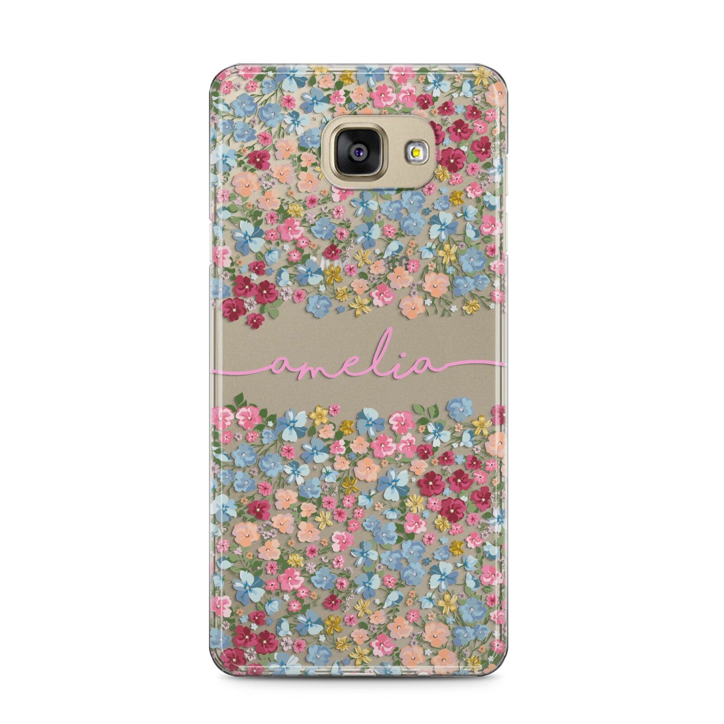 Personalised Floral Meadow Samsung Galaxy A5 2016 Case on gold phone