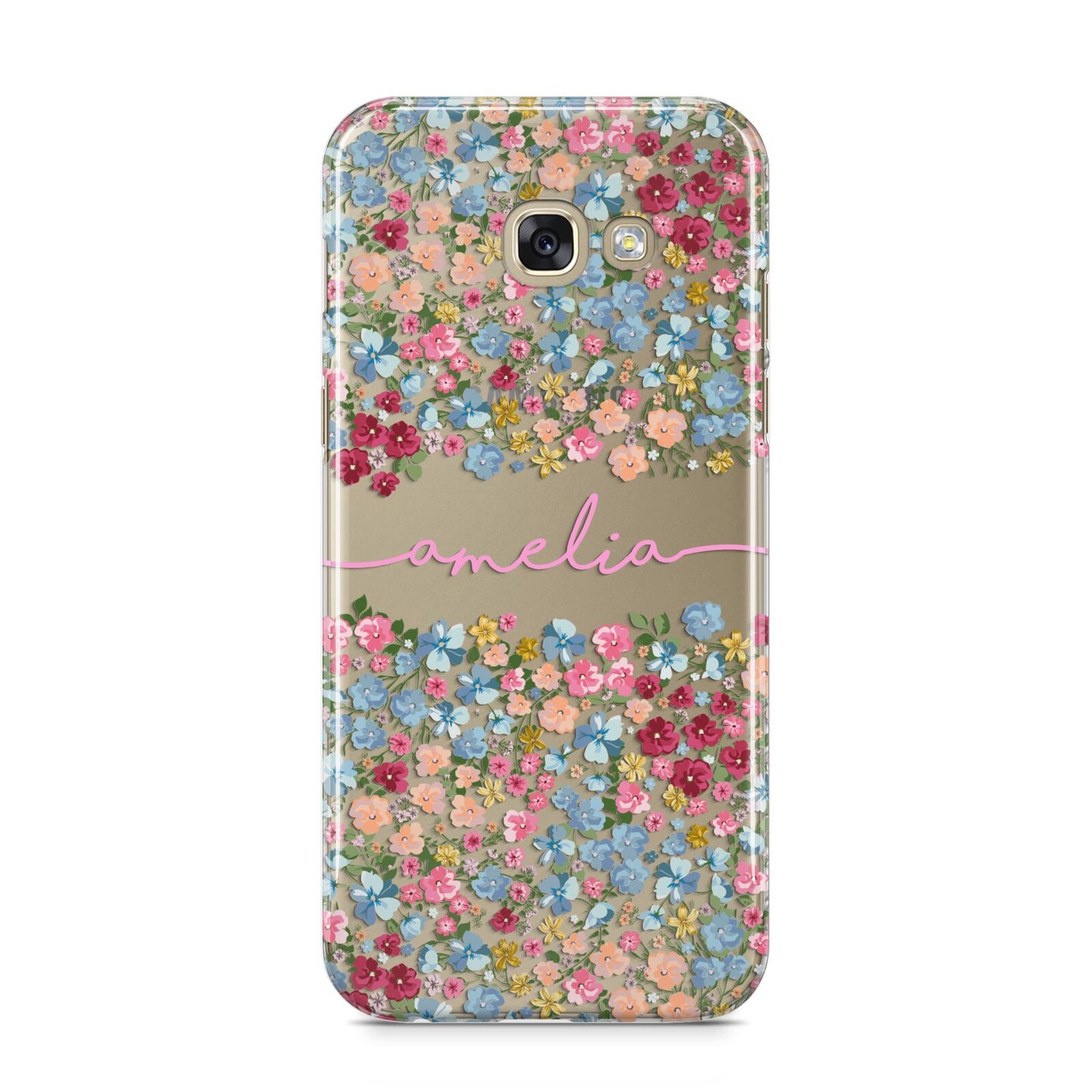 Personalised Floral Meadow Samsung Galaxy A5 2017 Case on gold phone