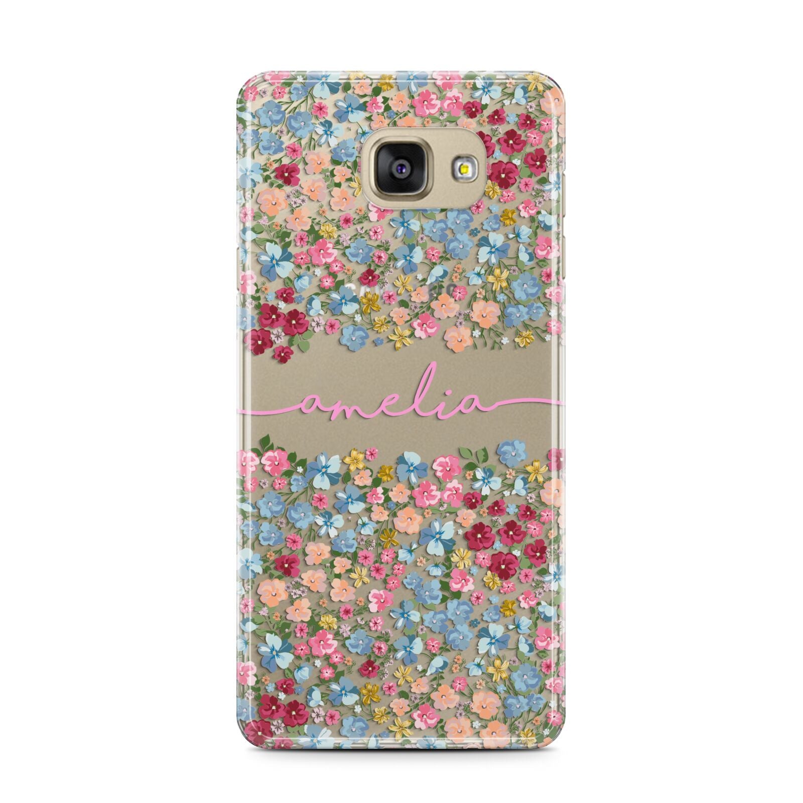 Personalised Floral Meadow Samsung Galaxy A7 2016 Case on gold phone
