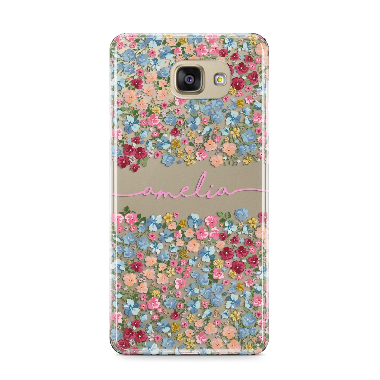 Personalised Floral Meadow Samsung Galaxy A9 2016 Case on gold phone