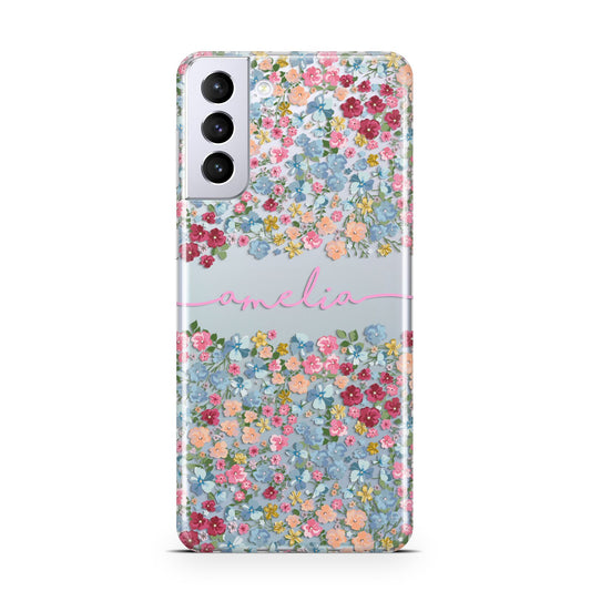 Personalised Floral Meadow Samsung S21 Plus Phone Case