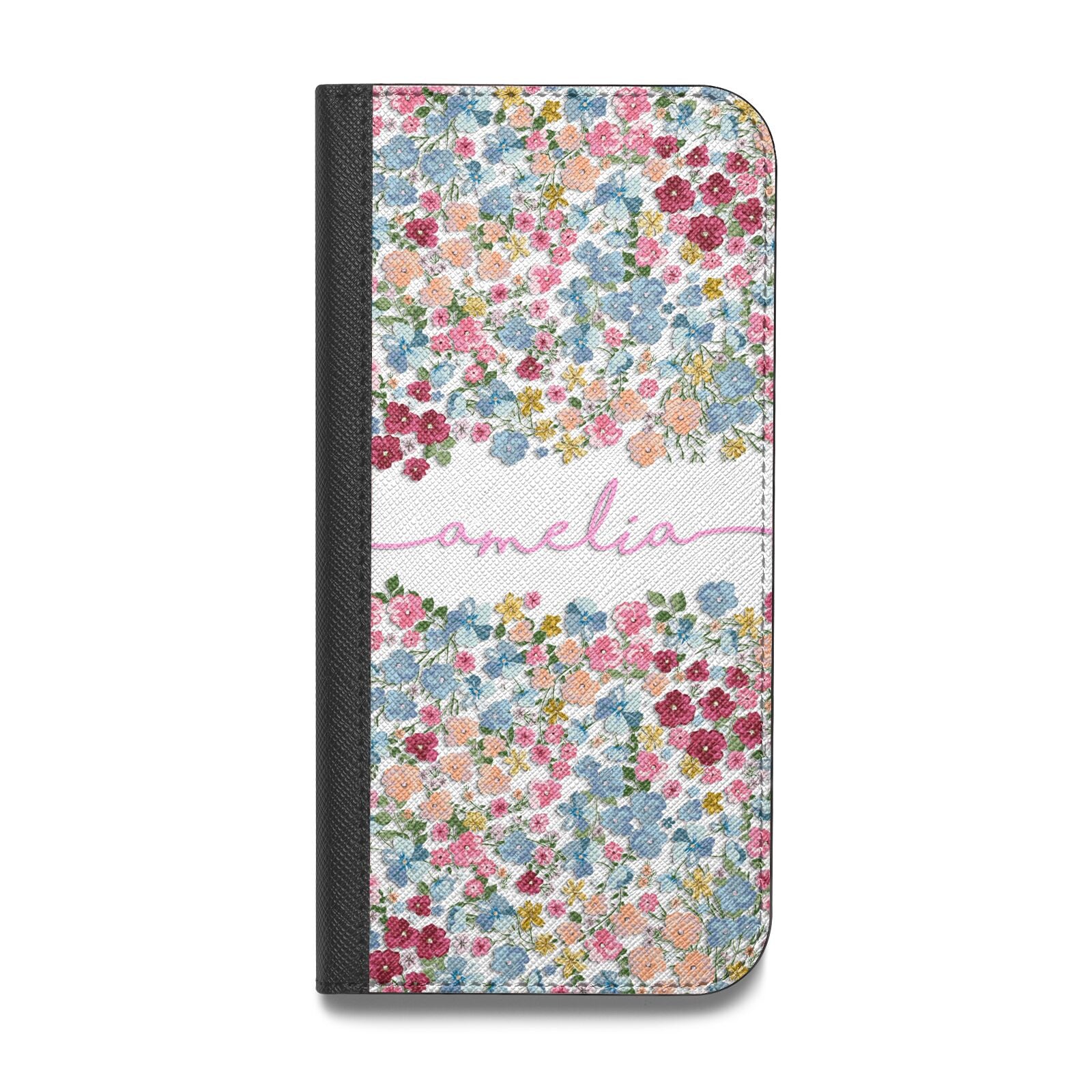 Personalised Floral Meadow Vegan Leather Flip Samsung Case