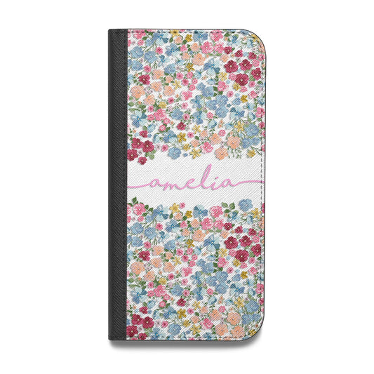 Personalised Floral Meadow Vegan Leather Flip Samsung Case