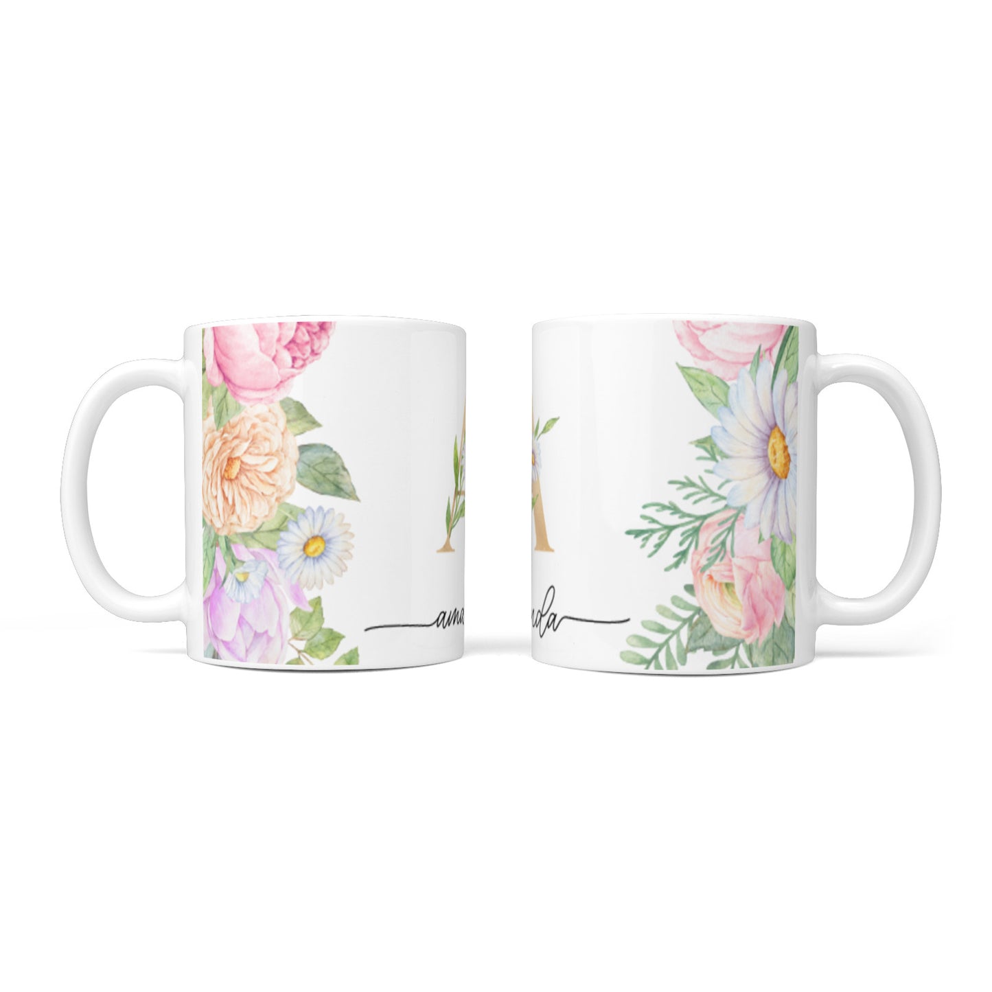 Personalised Floral Monogram 10oz Mug Alternative Image 3