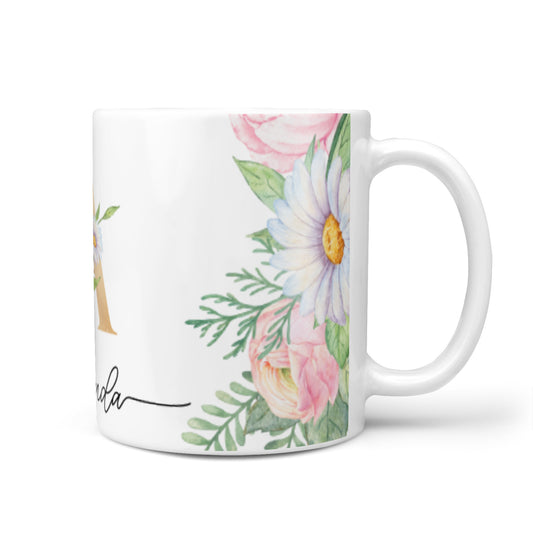 Personalised Floral Monogram 10oz Mug