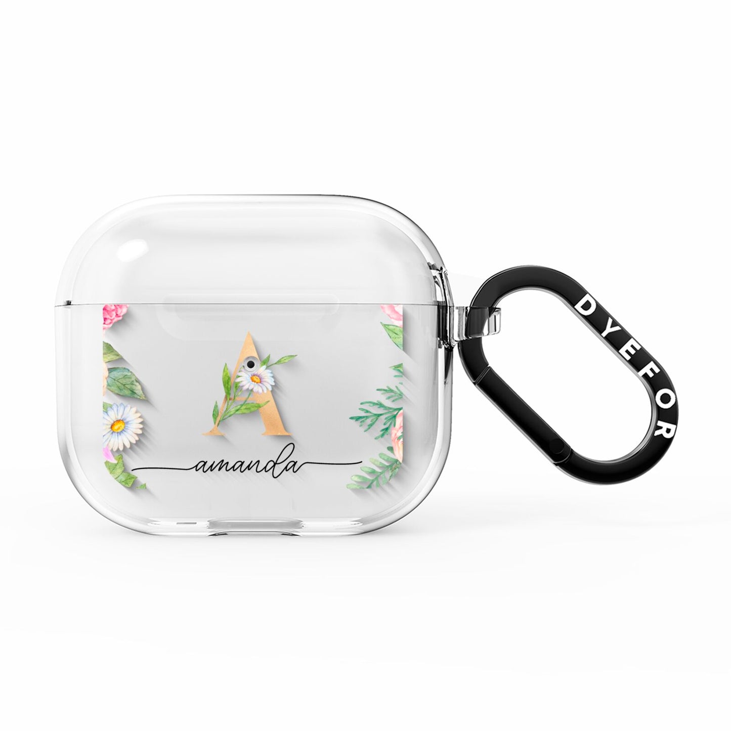 Personalised Floral Monogram AirPods Clear Case 3rd Gen