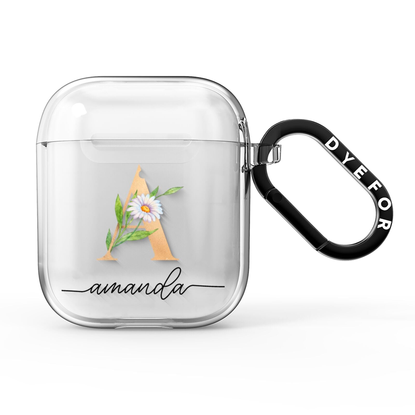 Personalised Floral Monogram AirPods Clear Case