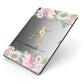 Personalised Floral Monogram Apple iPad Case on Grey iPad Side View