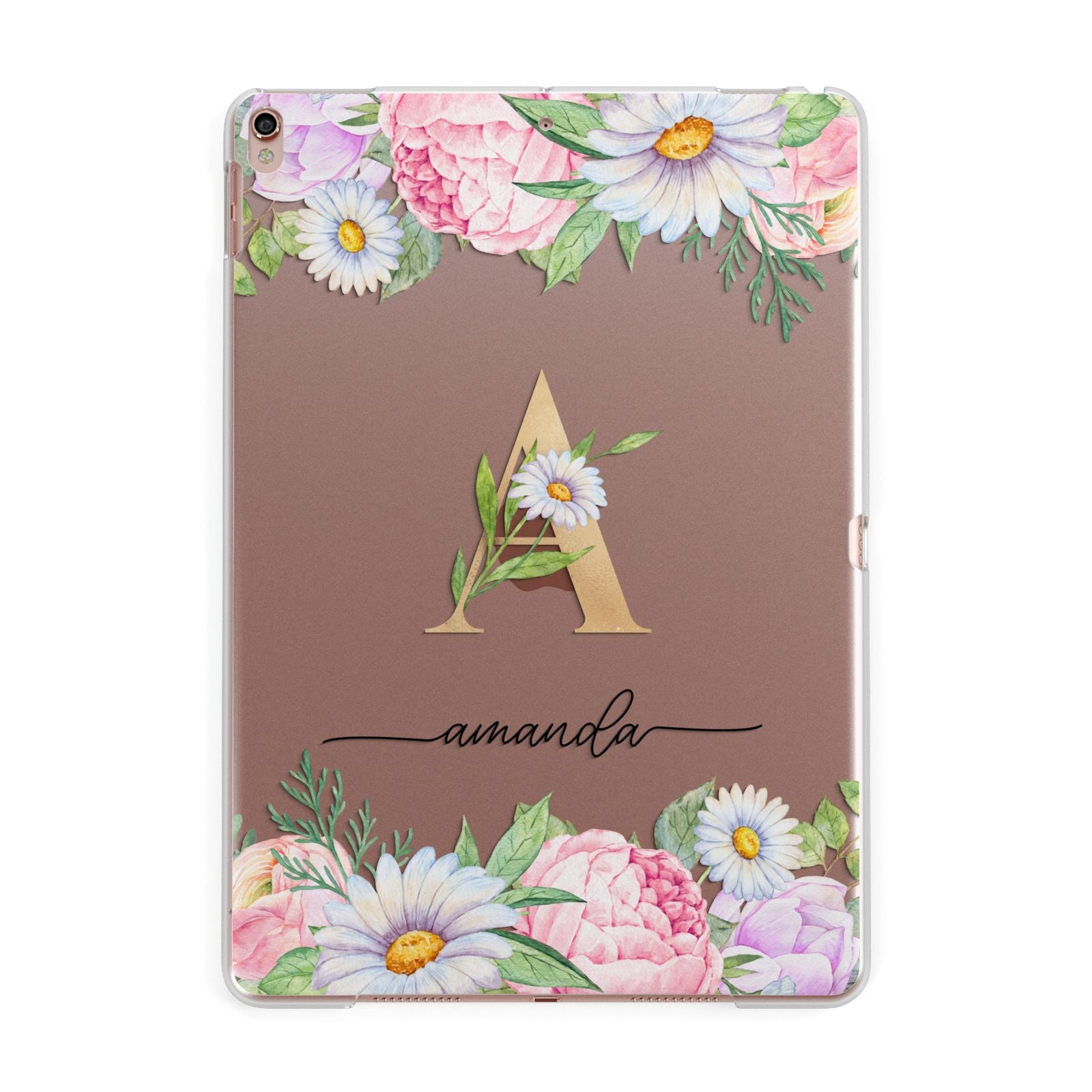 Personalised Floral Monogram Apple iPad Rose Gold Case