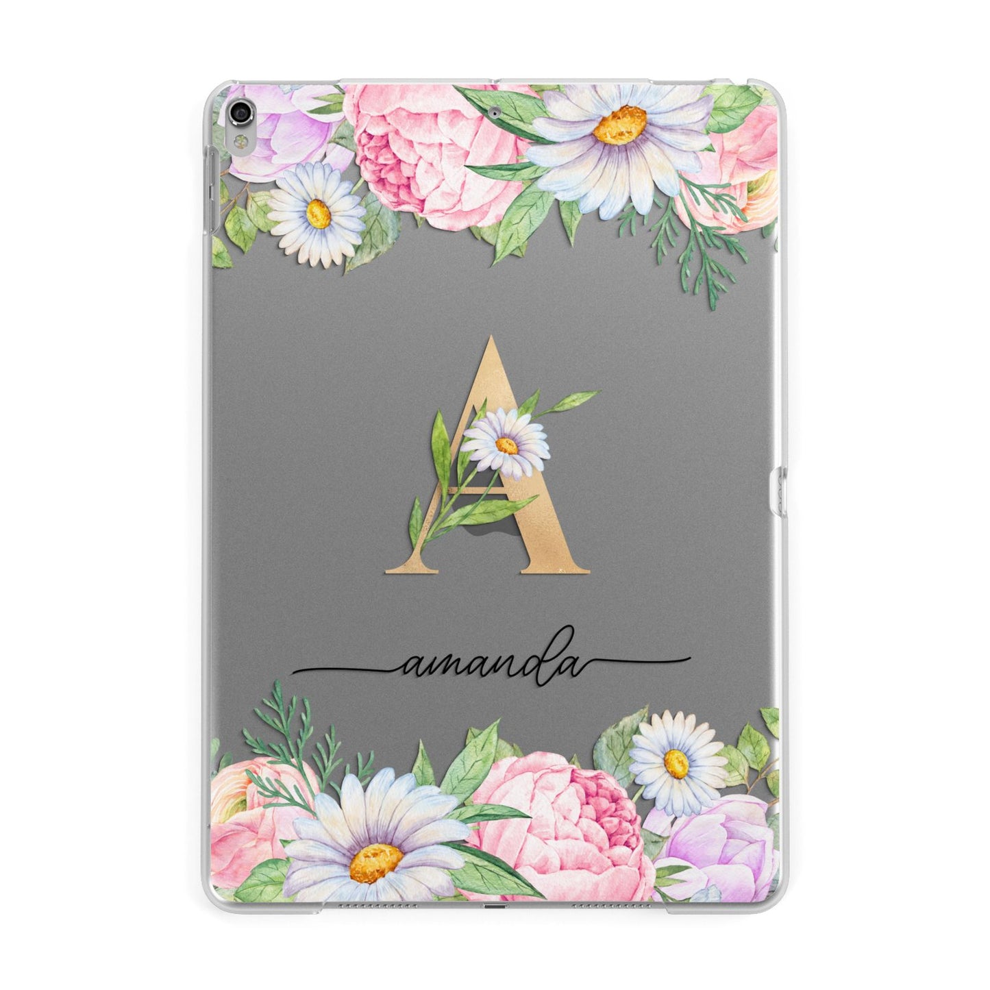 Personalised Floral Monogram Apple iPad Silver Case