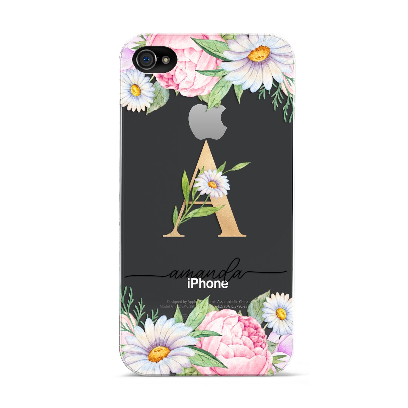 Personalised Floral Monogram Apple iPhone 4s Case