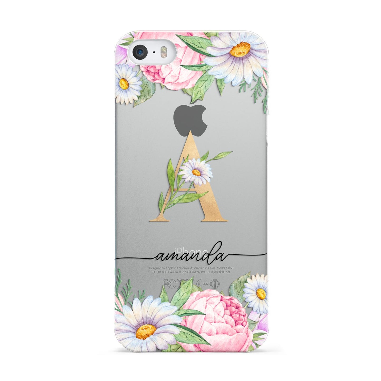 Personalised Floral Monogram Apple iPhone 5 Case