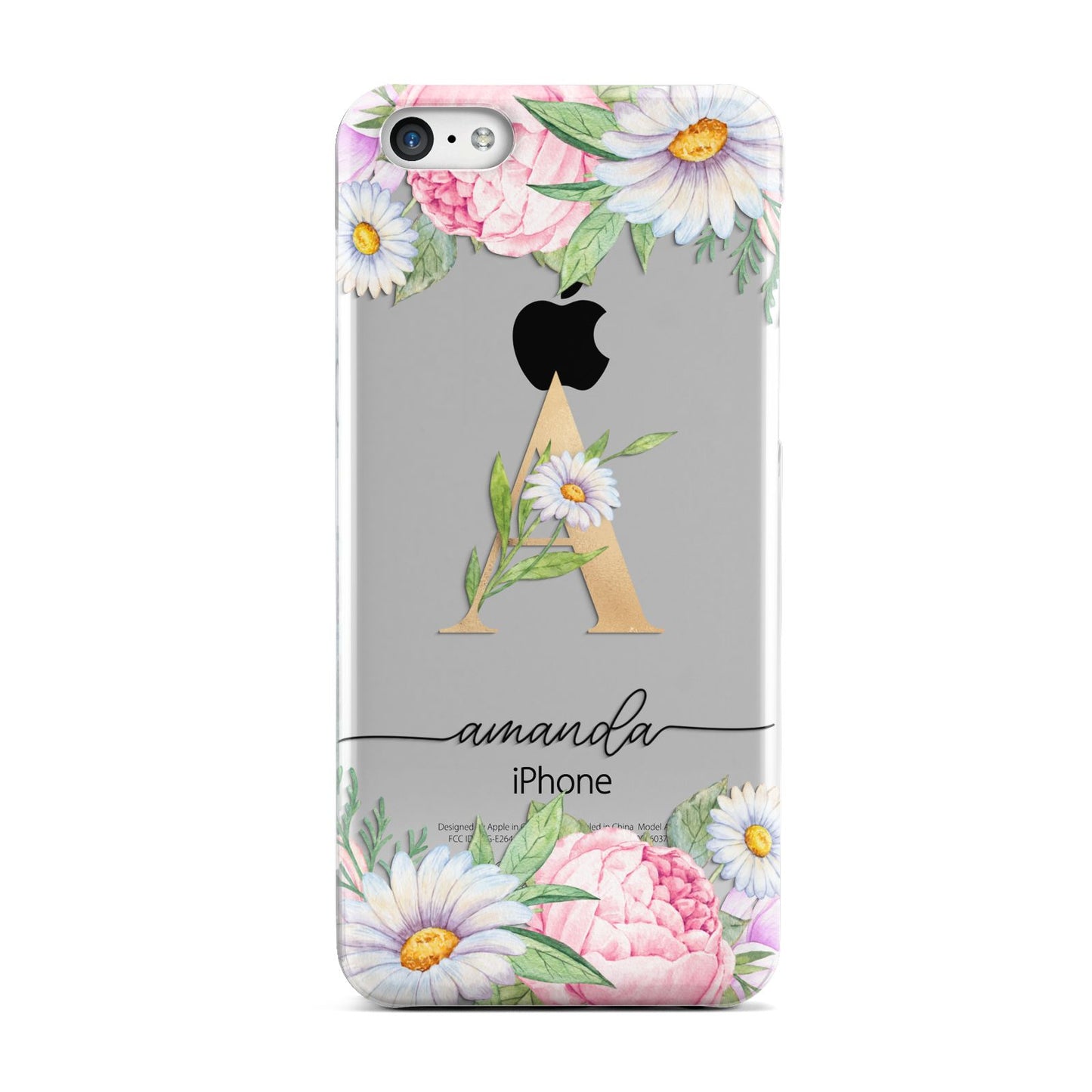 Personalised Floral Monogram Apple iPhone 5c Case