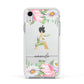 Personalised Floral Monogram Apple iPhone XR Impact Case White Edge on Silver Phone