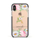 Personalised Floral Monogram Apple iPhone Xs Impact Case Black Edge on Gold Phone