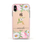 Personalised Floral Monogram Apple iPhone Xs Impact Case Pink Edge on Gold Phone