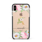 Personalised Floral Monogram Apple iPhone Xs Max Impact Case Black Edge on Gold Phone
