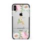 Personalised Floral Monogram Apple iPhone Xs Max Impact Case Black Edge on Silver Phone