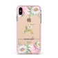 Personalised Floral Monogram Apple iPhone Xs Max Impact Case Pink Edge on Gold Phone