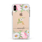 Personalised Floral Monogram Apple iPhone Xs Max Impact Case White Edge on Gold Phone
