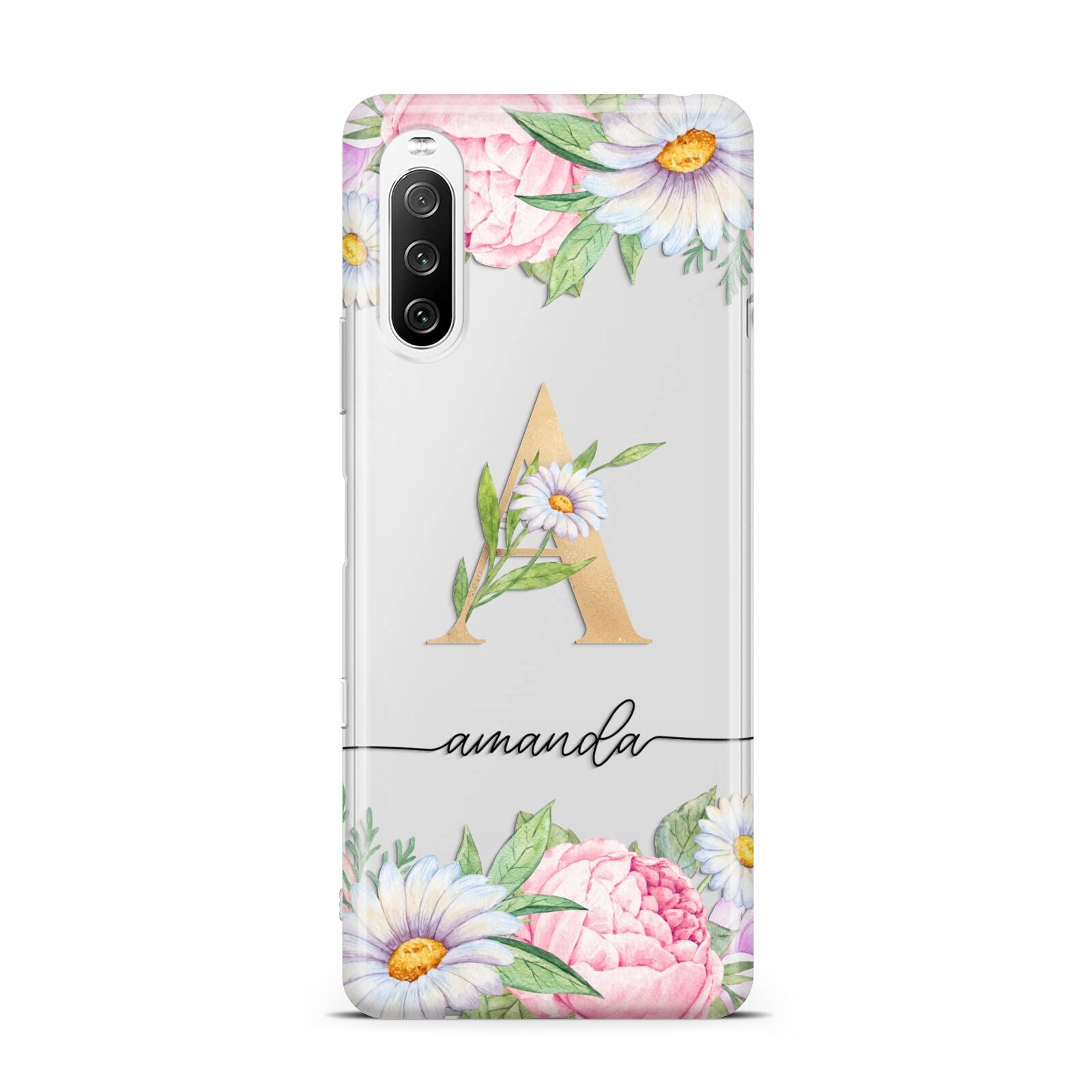 Personalised Floral Monogram Sony Xperia 10 III Case
