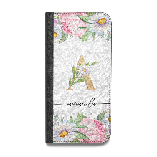 Personalised Floral Monogram Vegan Leather Flip Samsung Case