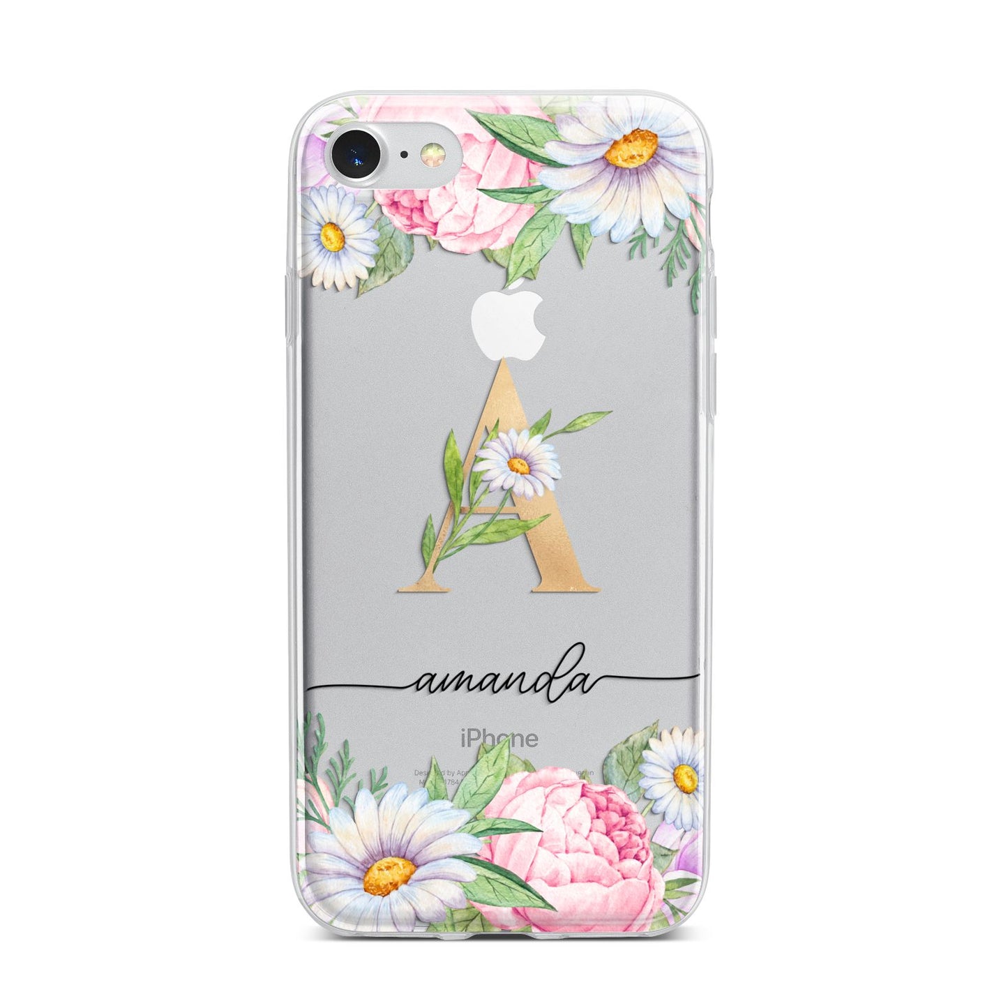 Personalised Floral Monogram iPhone 7 Bumper Case on Silver iPhone