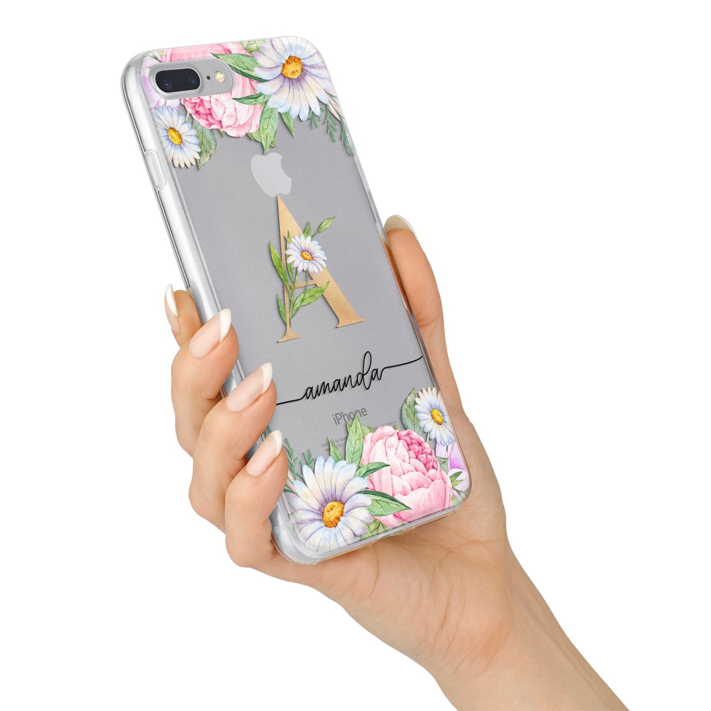 Personalised Floral Monogram iPhone 7 Plus Bumper Case on Silver iPhone Alternative Image