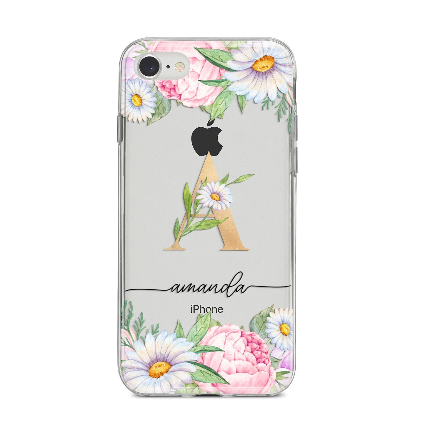 Personalised Floral Monogram iPhone 8 Bumper Case on Silver iPhone