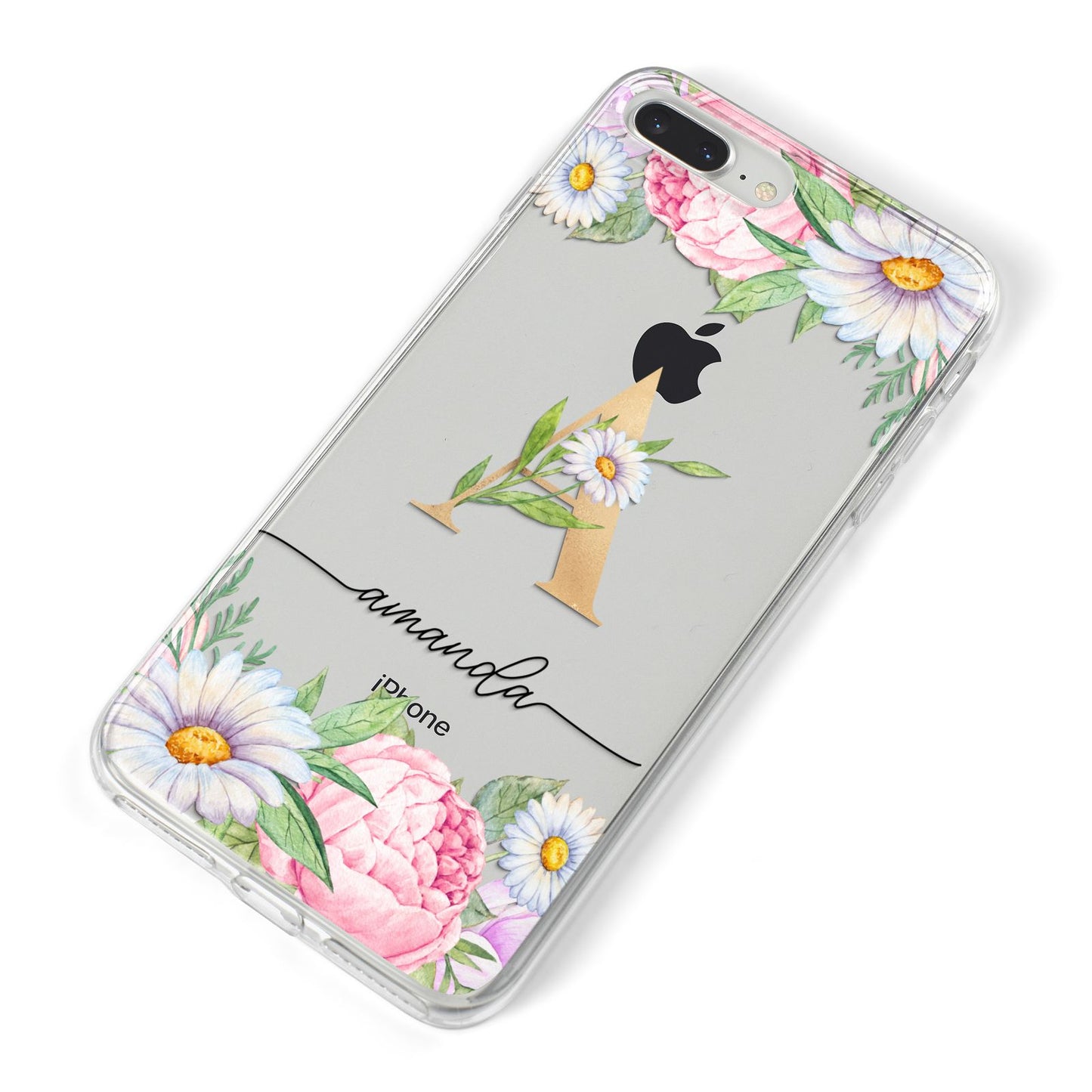 Personalised Floral Monogram iPhone 8 Plus Bumper Case on Silver iPhone Alternative Image