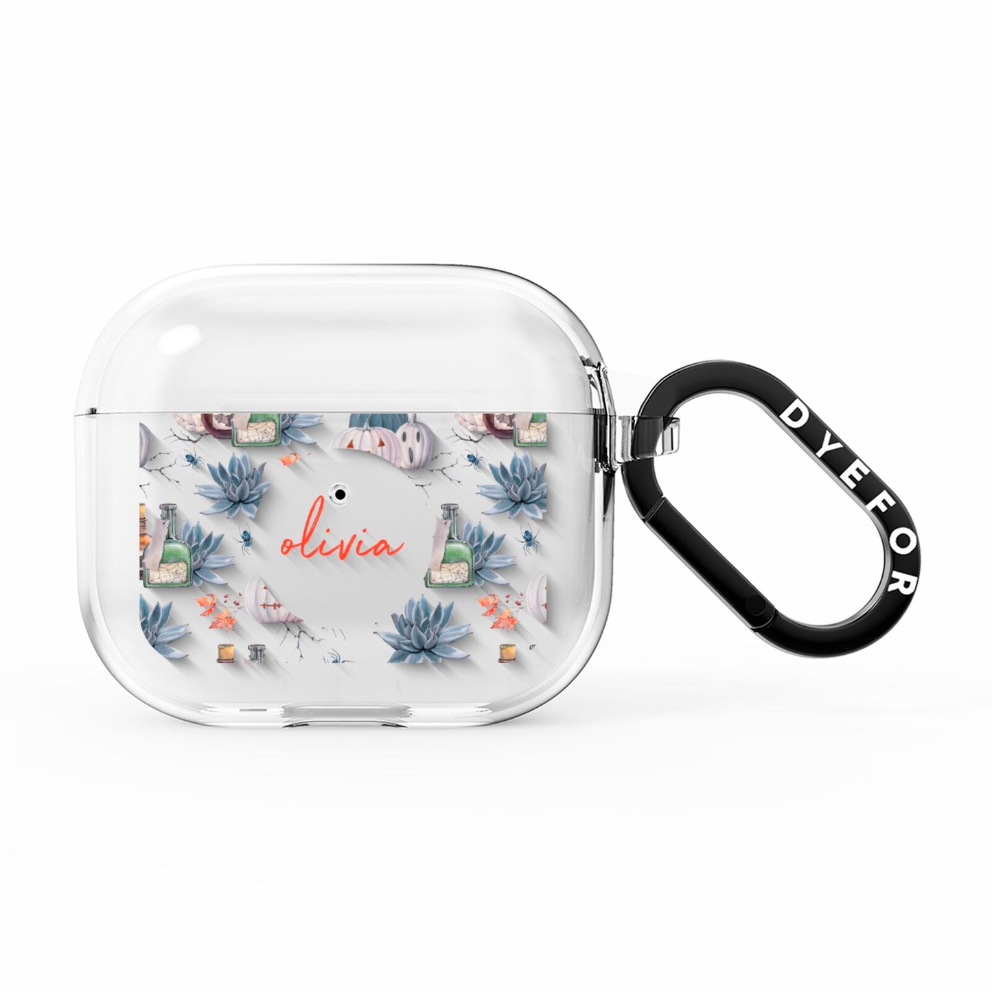 Personalised Floral Name Halloween AirPods Clear Case 3rd Gen
