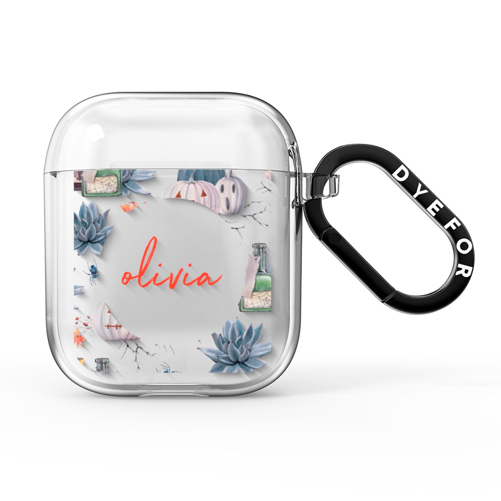 Personalised Floral Name Halloween AirPods Clear Case