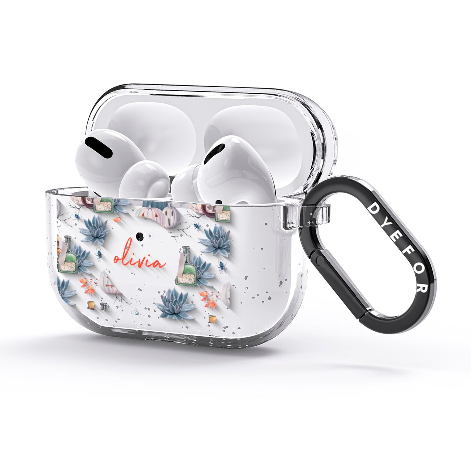 Personalised Floral Name Halloween AirPods Glitter Case 3rd Gen Side Image