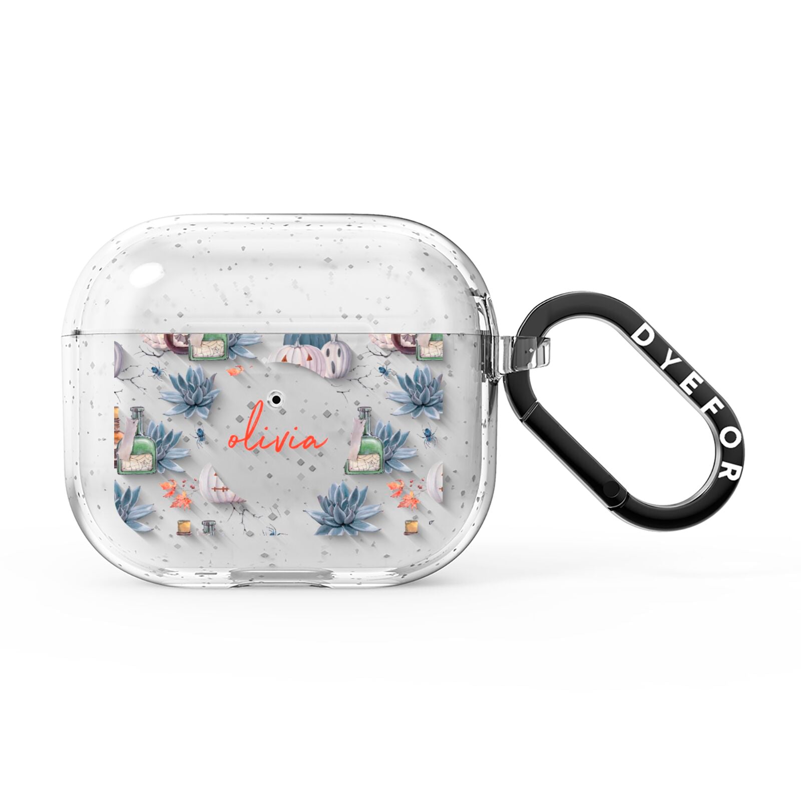 Personalised Floral Name Halloween AirPods Glitter Case 3rd Gen