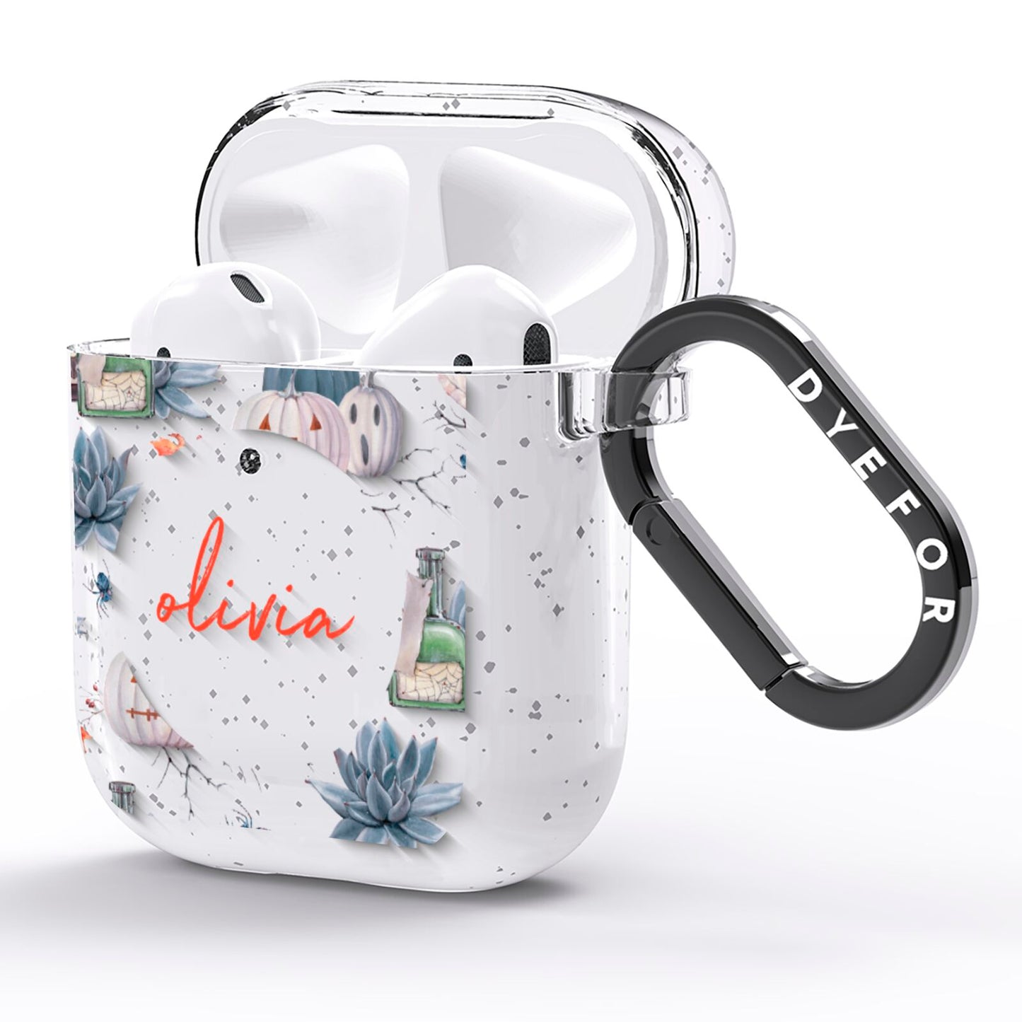 Personalised Floral Name Halloween AirPods Glitter Case Side Image