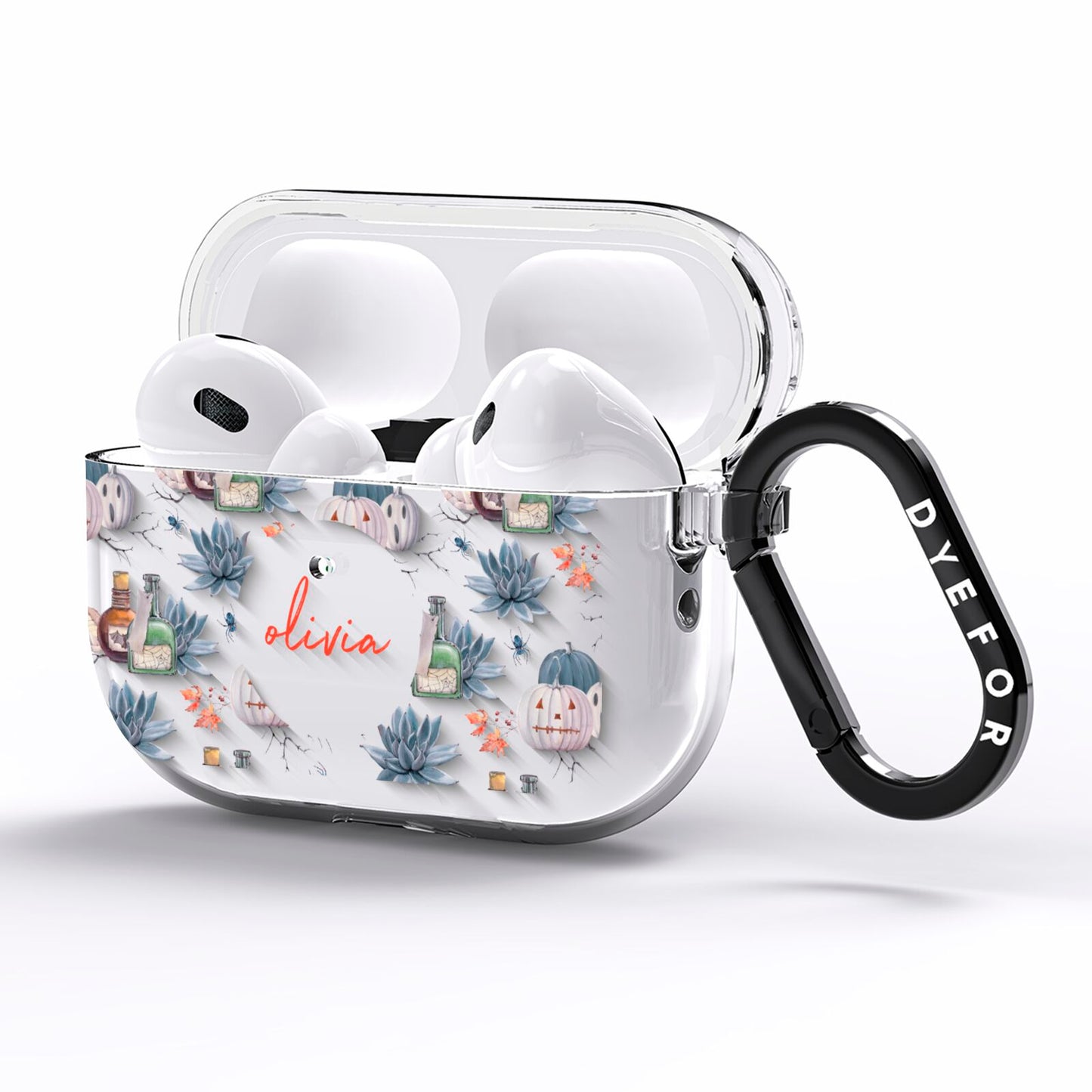 Personalised Floral Name Halloween AirPods Pro Clear Case Side Image