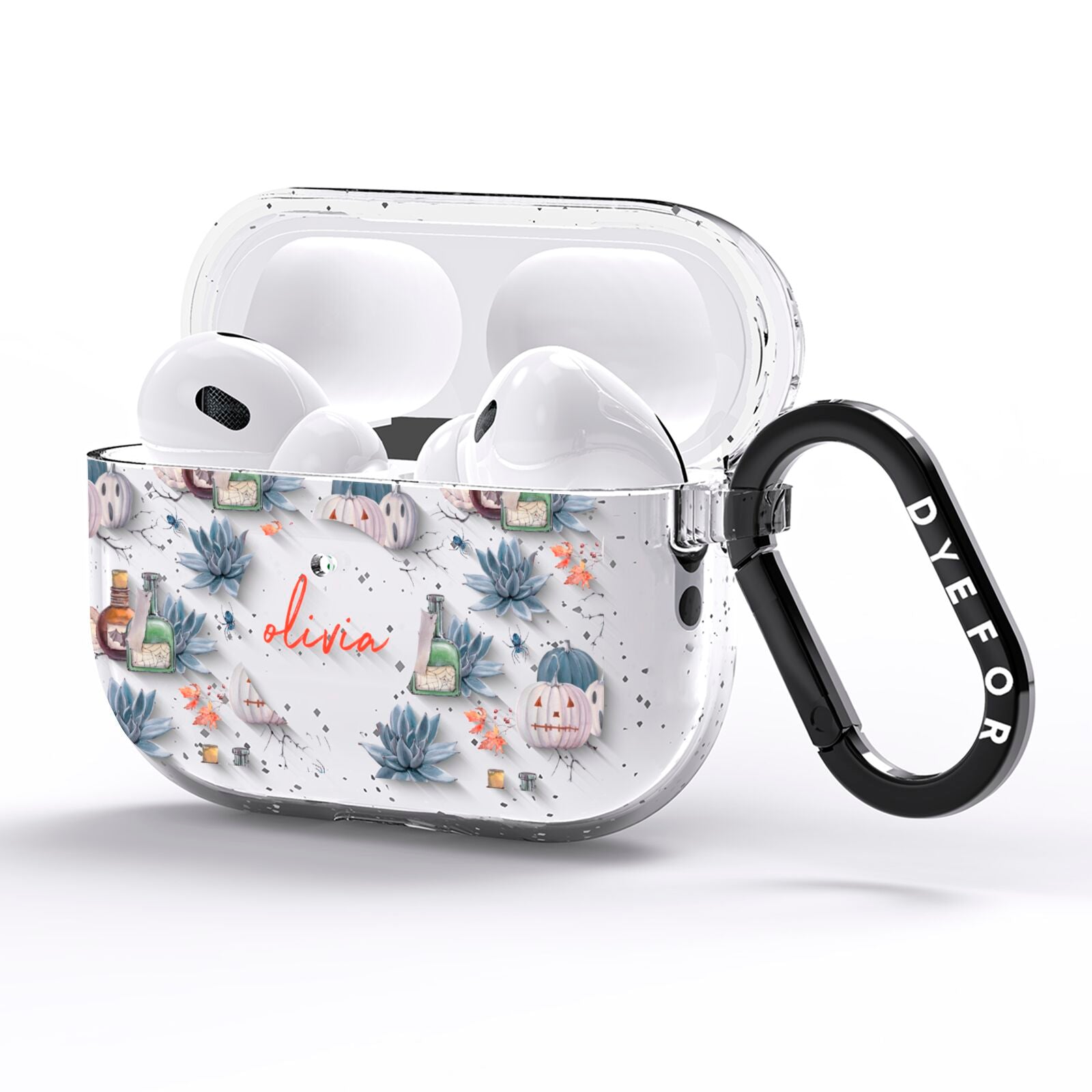 Personalised Floral Name Halloween AirPods Pro Glitter Case Side Image