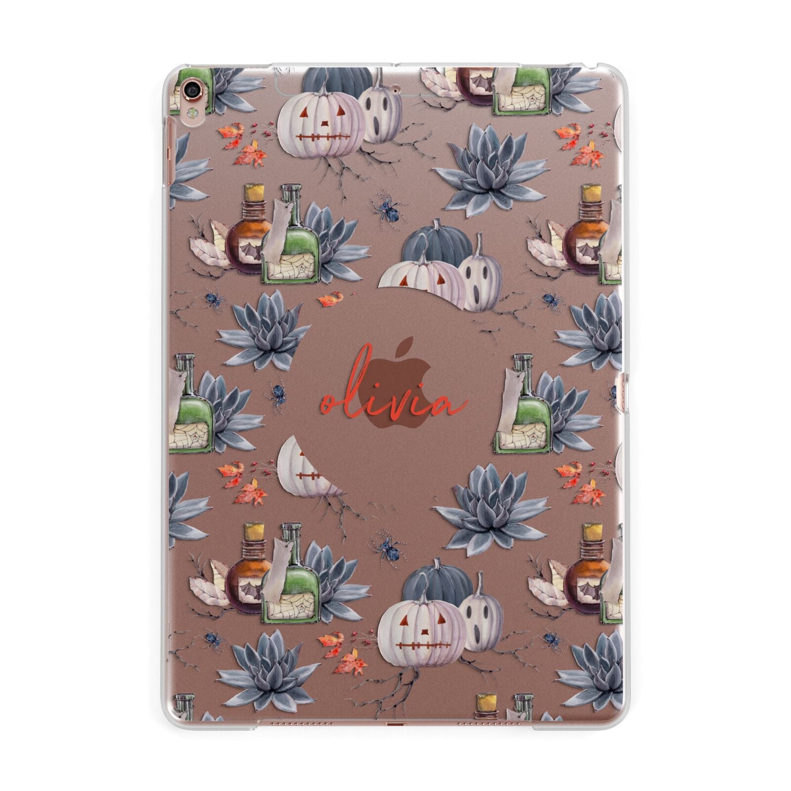 Personalised Floral Name Halloween Apple iPad Rose Gold Case